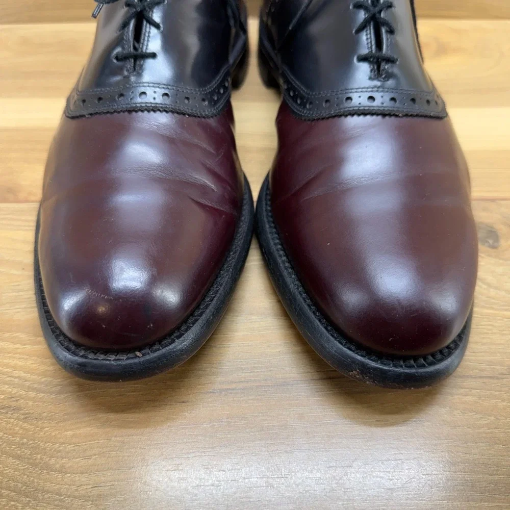 Allen Edmonds Polo Oxfords Shoes Men 11.5 B Burgundy Black Dress Business Money